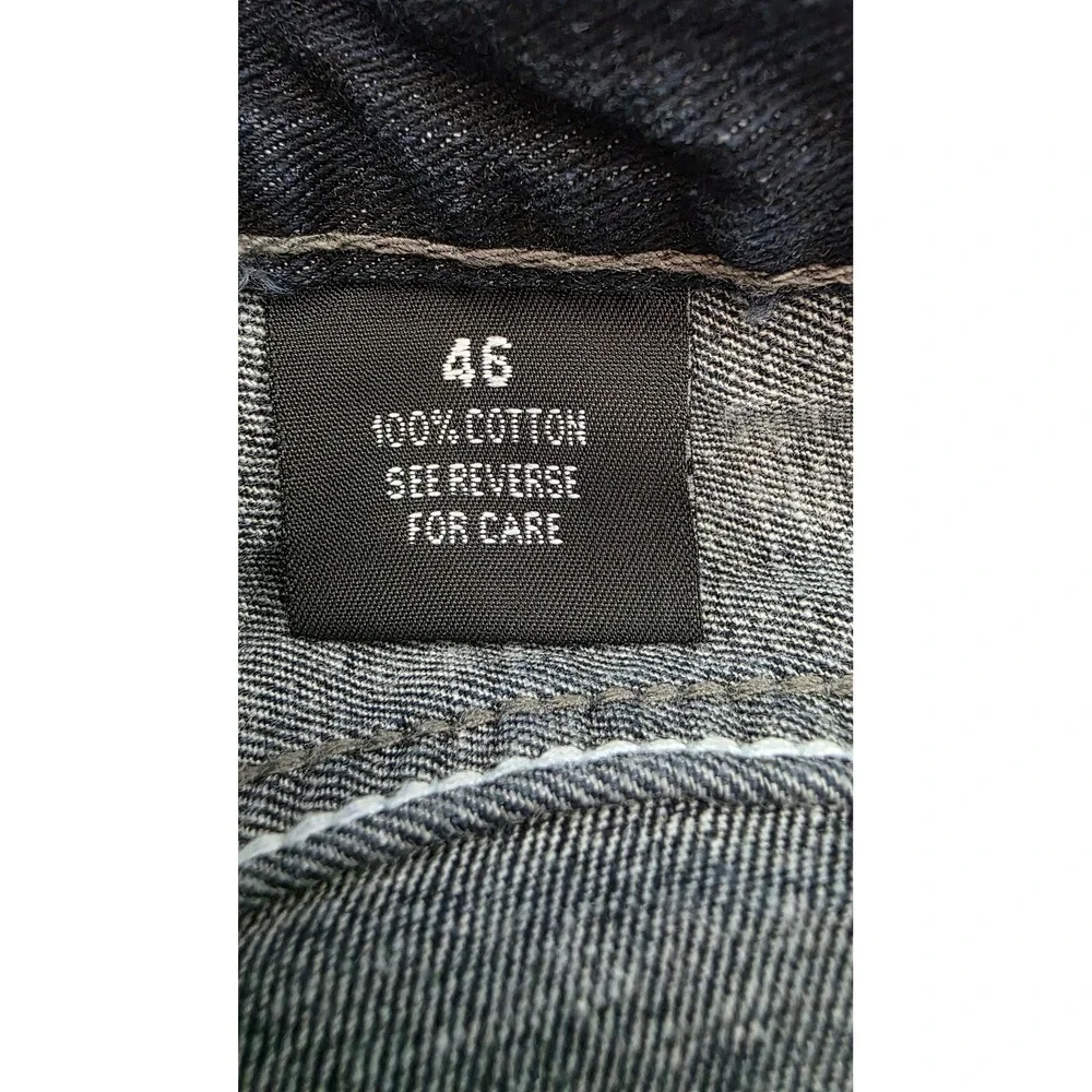 Qruel Jeans Company Mens 46 Dark Wash Straight Leg Contrast Stitch Denim Jeans